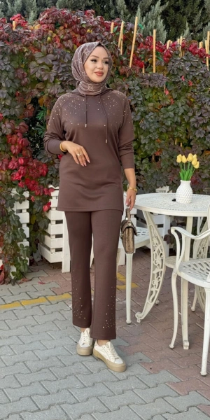 MODAL TUNİK PANTOLON TAKIM - Çikolata