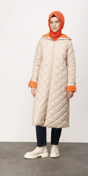 ORANJ KOMBİNLİ KAPİTONE KABAN - Bej