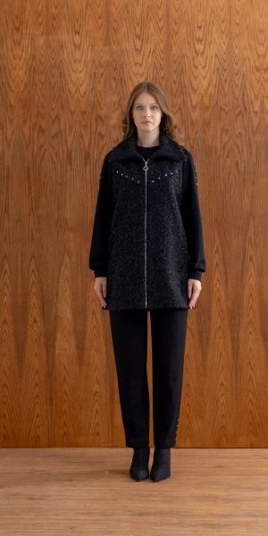 ZIMBALI YÜN YELEK & MODAL ÜÇLÜ TAKIM - Siyah