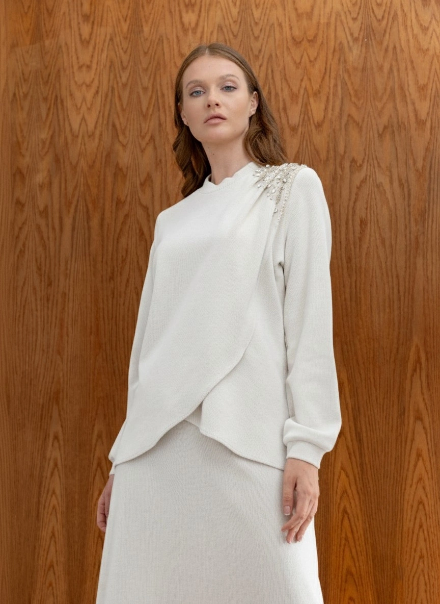 MODAL ŞARDONLUETEK TUNİK TAKIM - Ekru