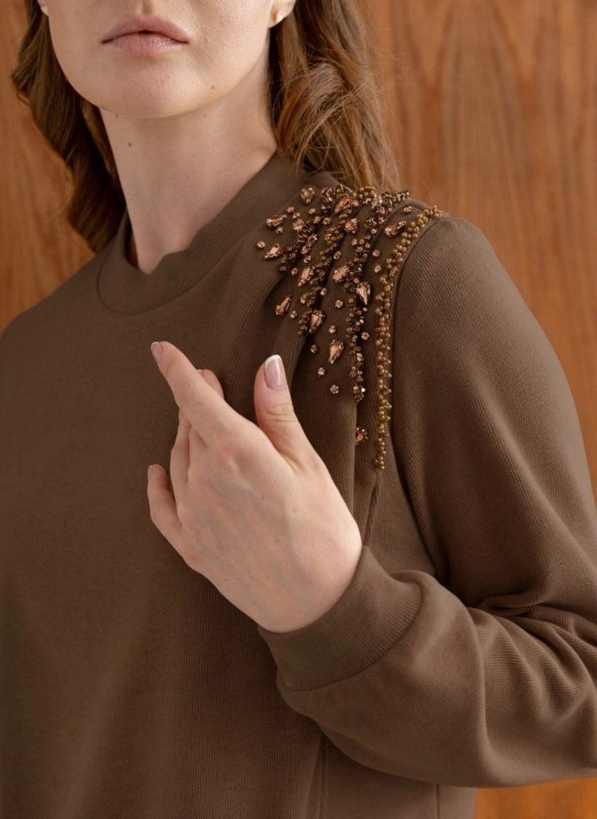 MODAL ŞARDONLUETEK TUNİK TAKIM - Çikolata