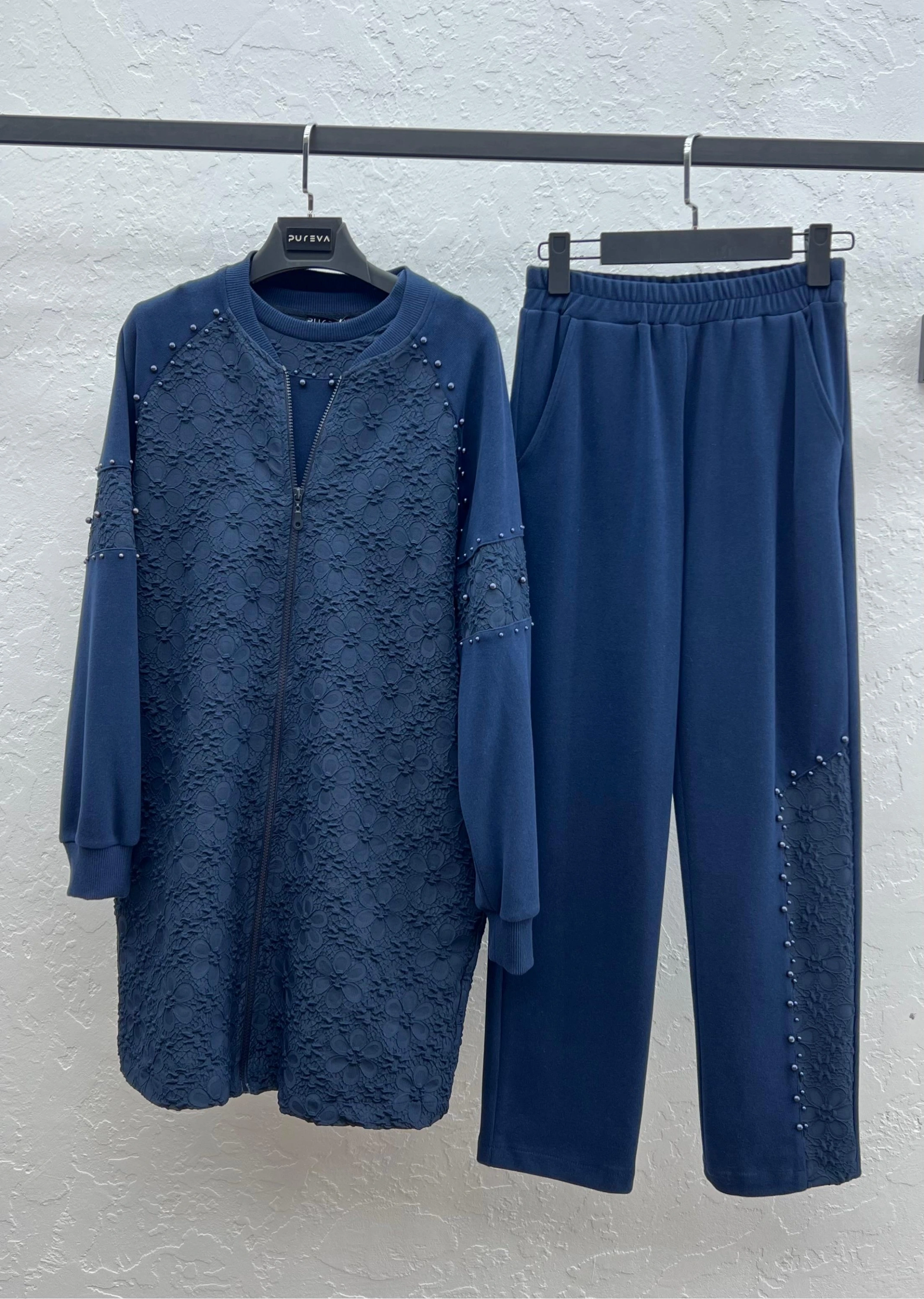 MODAL JAKAR TUNİK KAP PANTOLON TAKIM - Lacivert