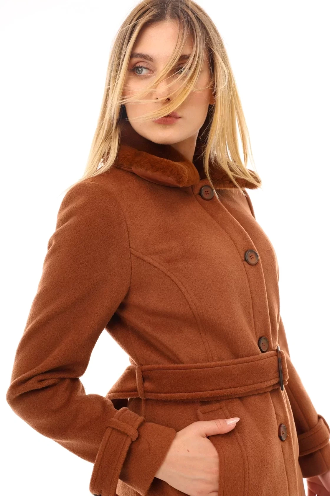 KÜRKLÜ KAŞE KABAN - Kiremit