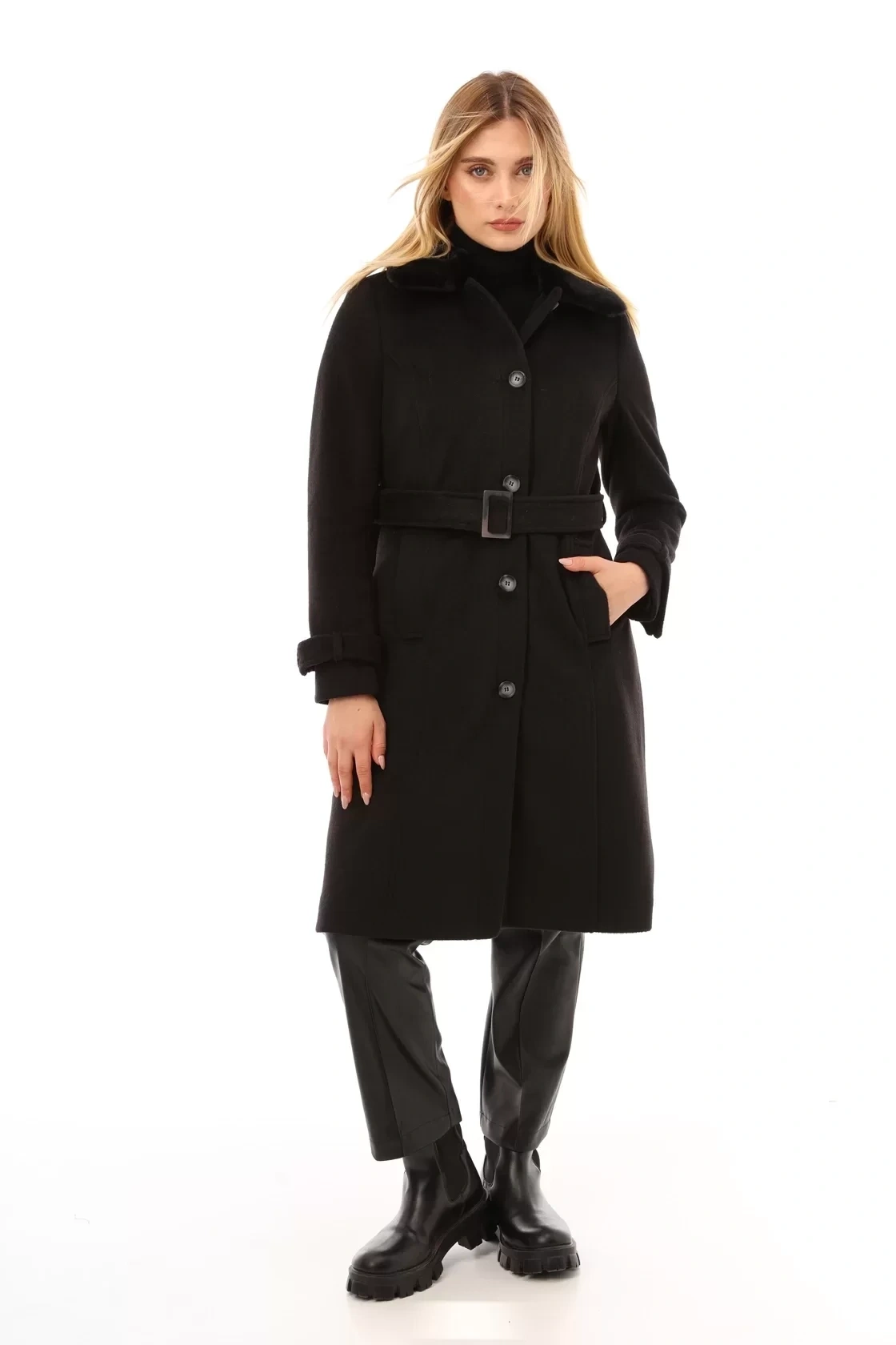 KÜRKLÜ KAŞE KABAN - Siyah