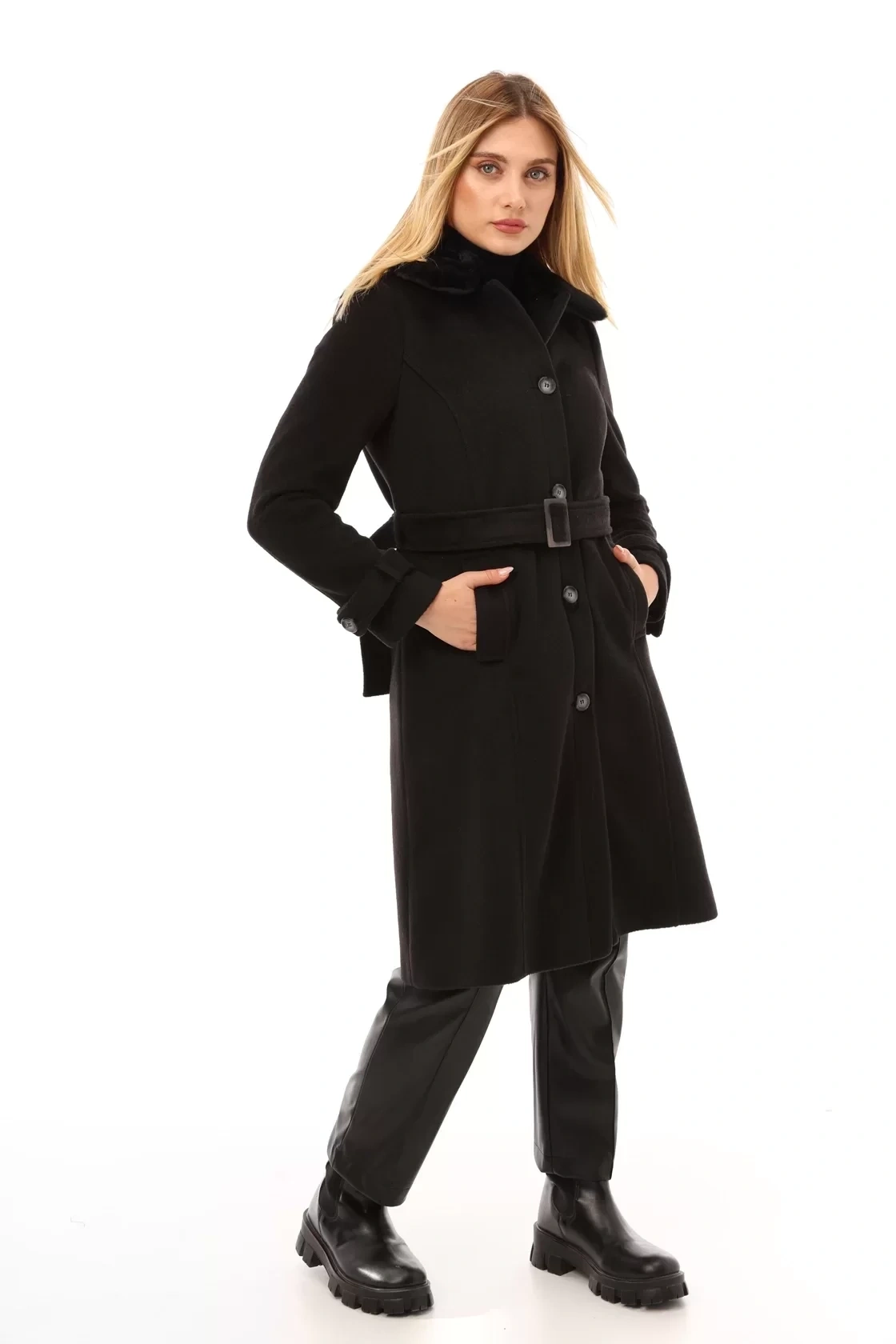 KÜRKLÜ KAŞE KABAN - Siyah