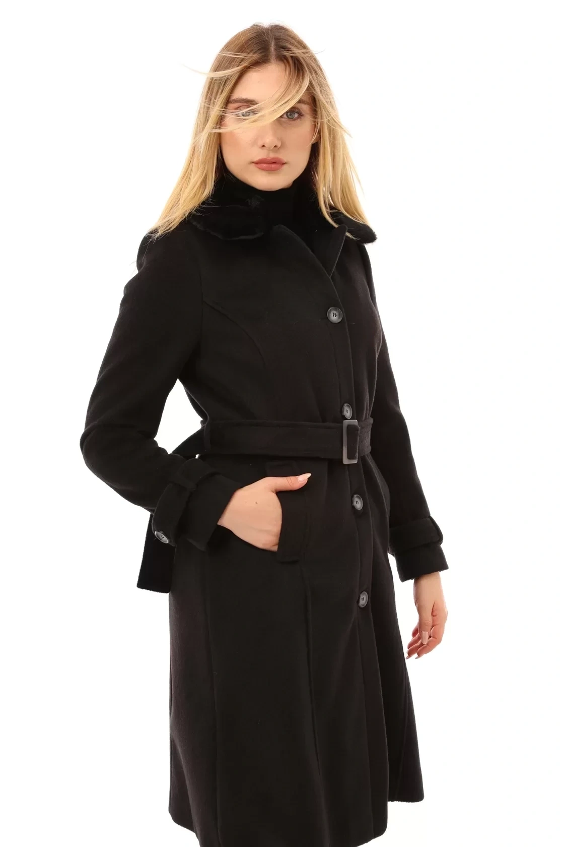 KÜRKLÜ KAŞE KABAN - Siyah