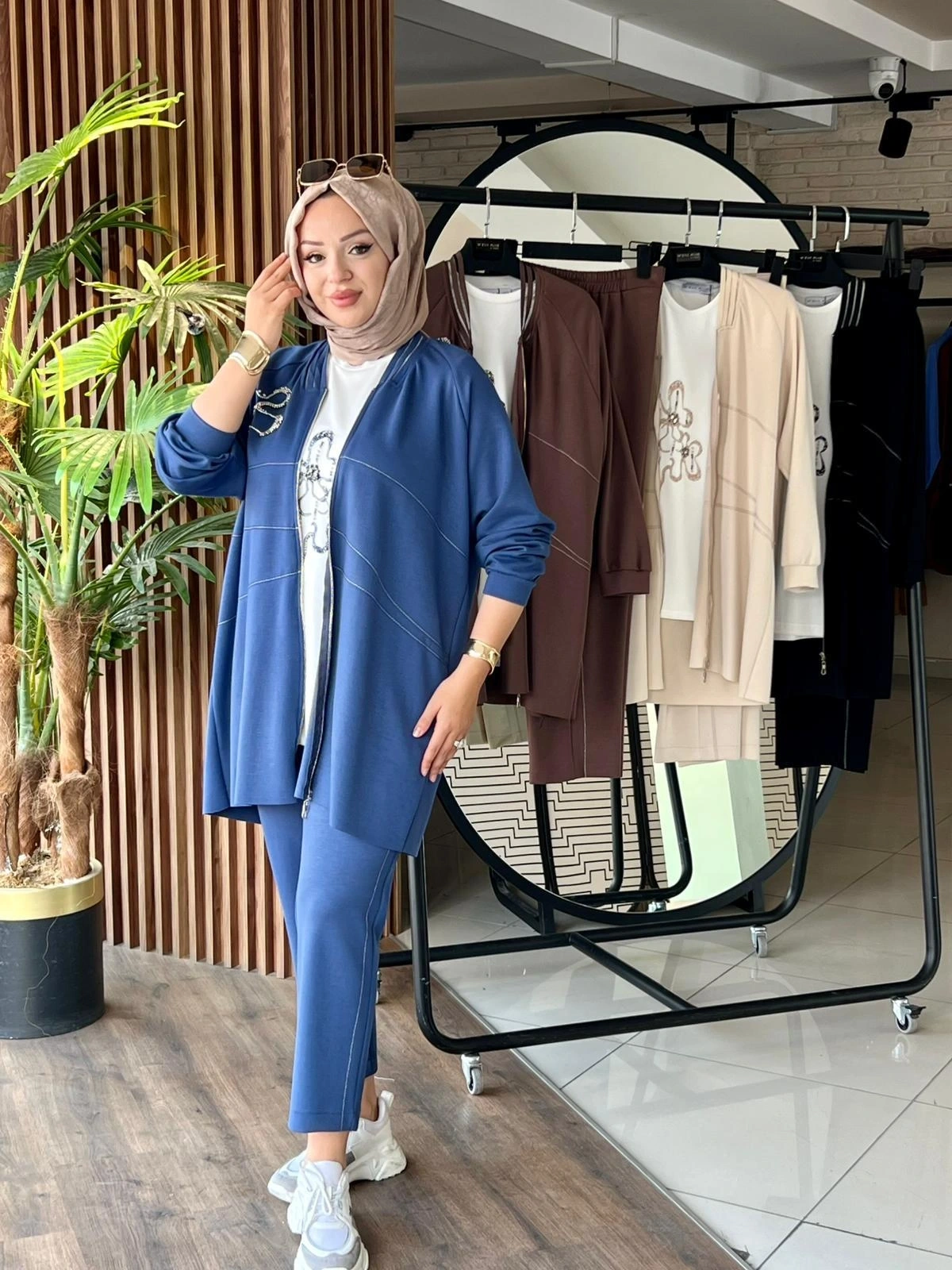 İPEKSİ CEKET &  PANTOLON - PENYE İÇLİKLİ ÜÇLÜ TAKIM - İndigo