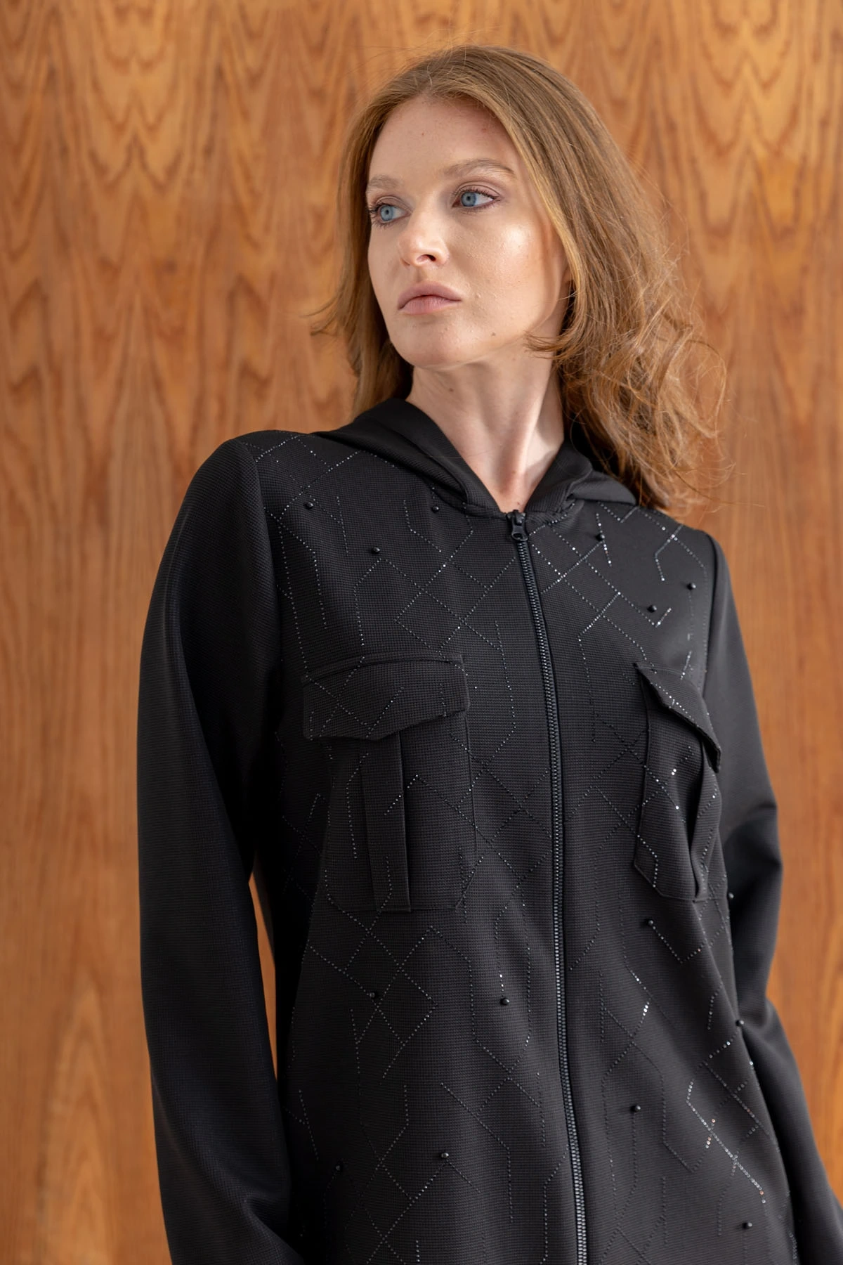 İTHAL TAŞLI TUNİK PANTOLON TAKIM - Siyah