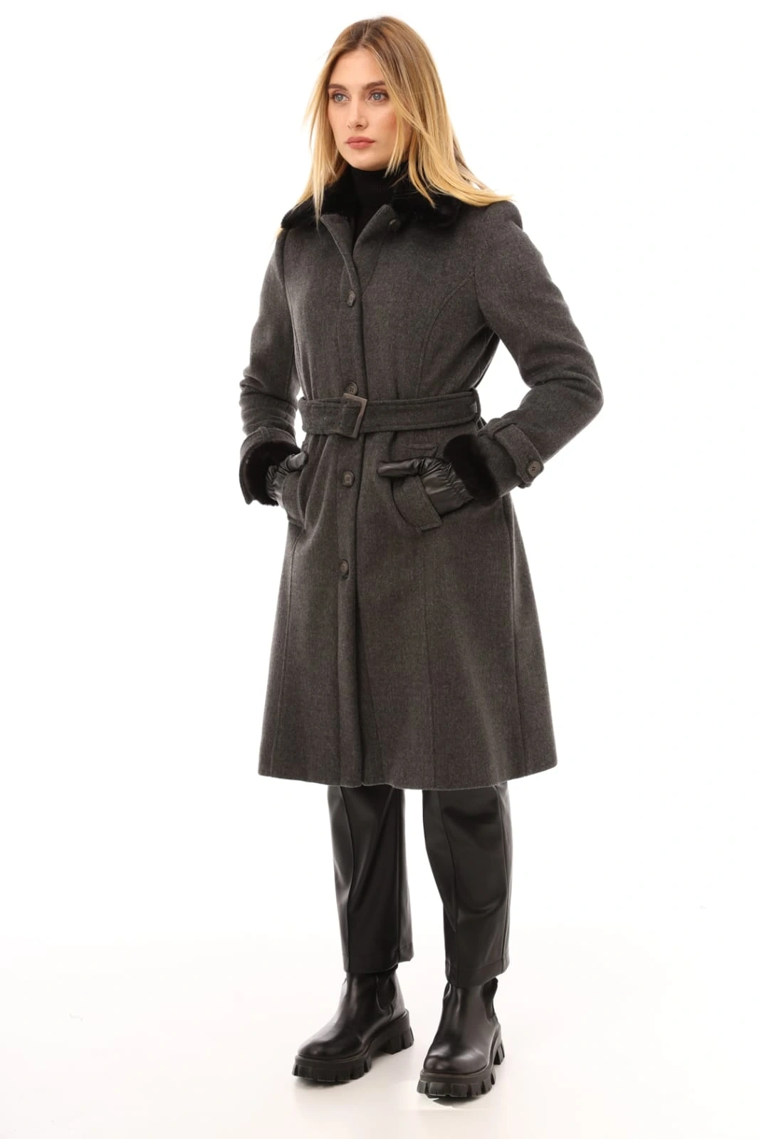 KÜRKLÜ KAŞE KABAN - Gri