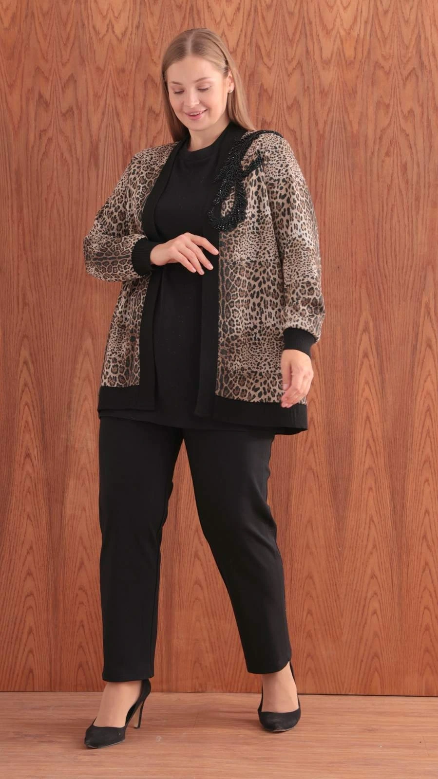 LEOPAR MODAL ÜÇLÜ TAKIM - Siyah