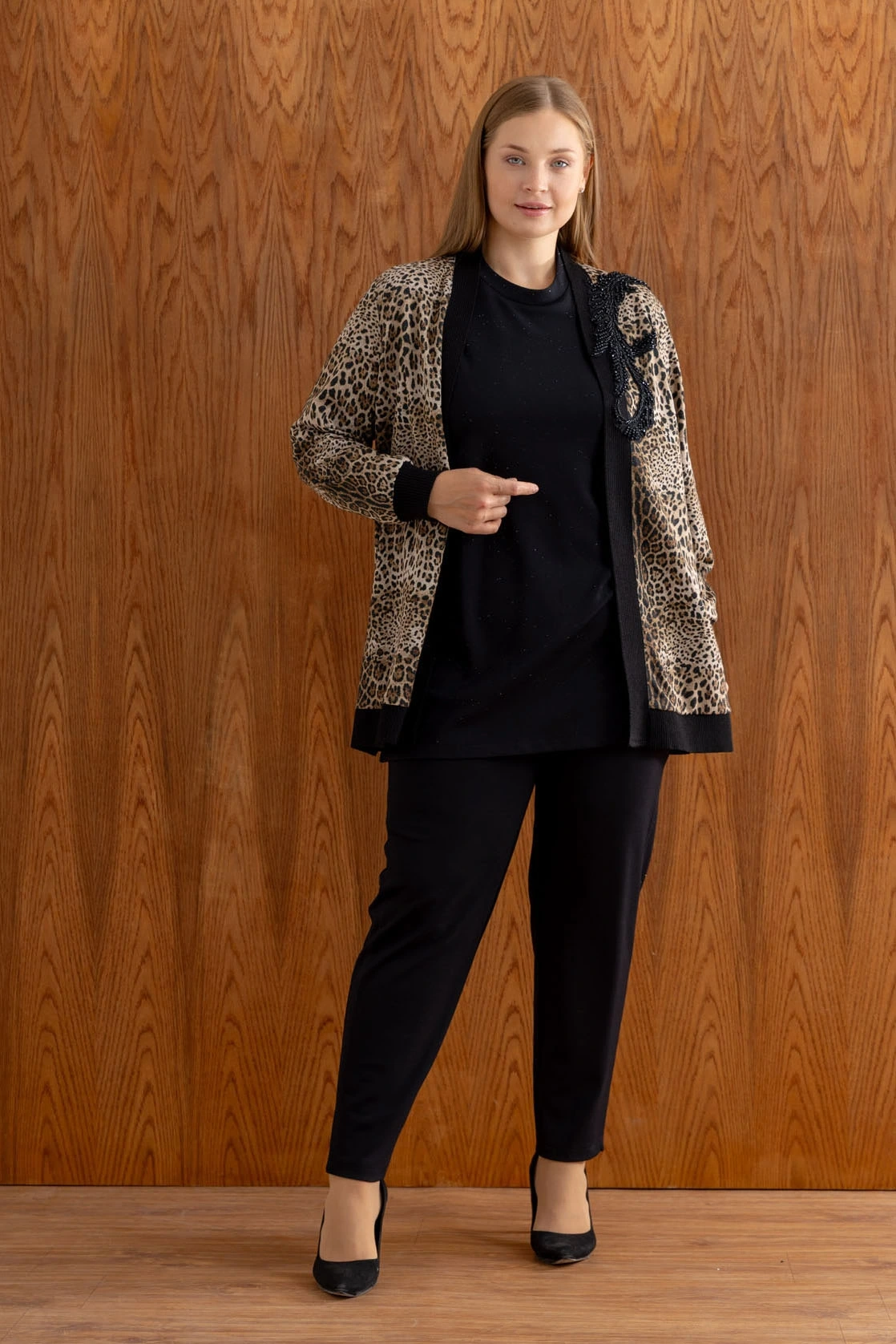 LEOPAR MODAL ÜÇLÜ TAKIM - Siyah