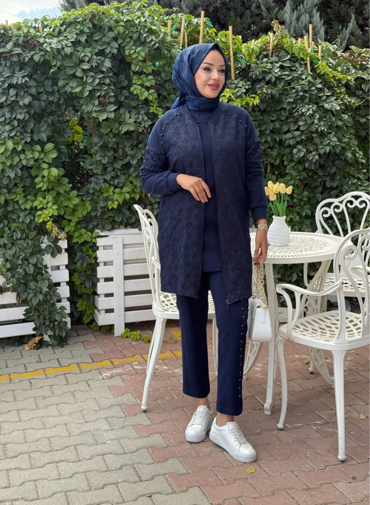 MODAL JAKAR TUNİK KAP PANTOLON TAKIM - Lacivert