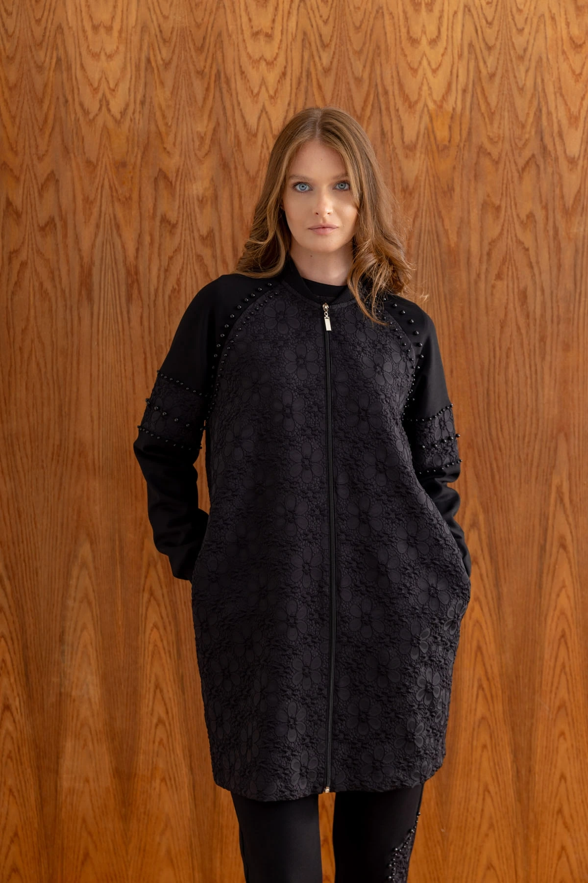 MODAL JAKAR TUNİK KAP PANTOLON TAKIM - Siyah