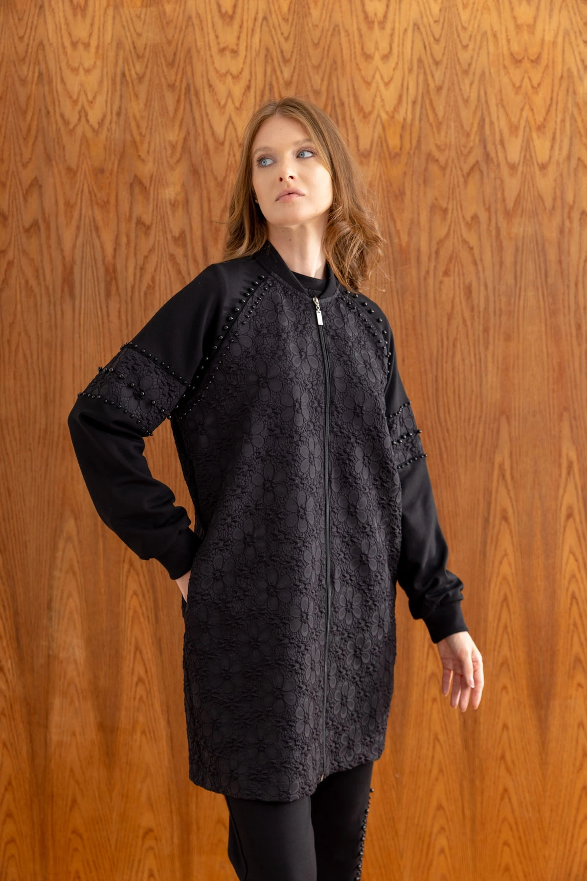 MODAL JAKAR TUNİK KAP PANTOLON TAKIM - Siyah