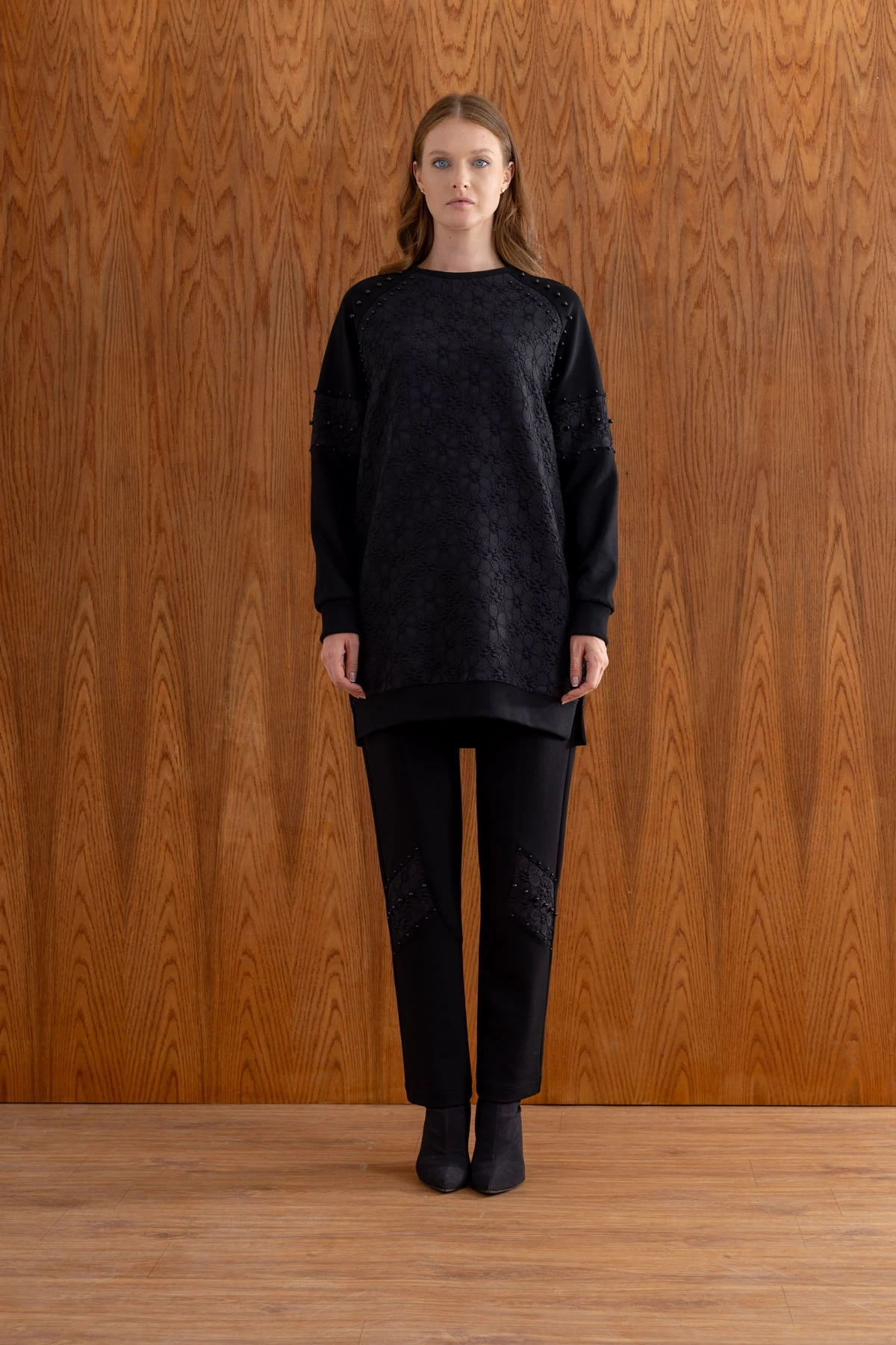 MODAL JAKAR TUNİK PANTOLON TAKIM - Siyah