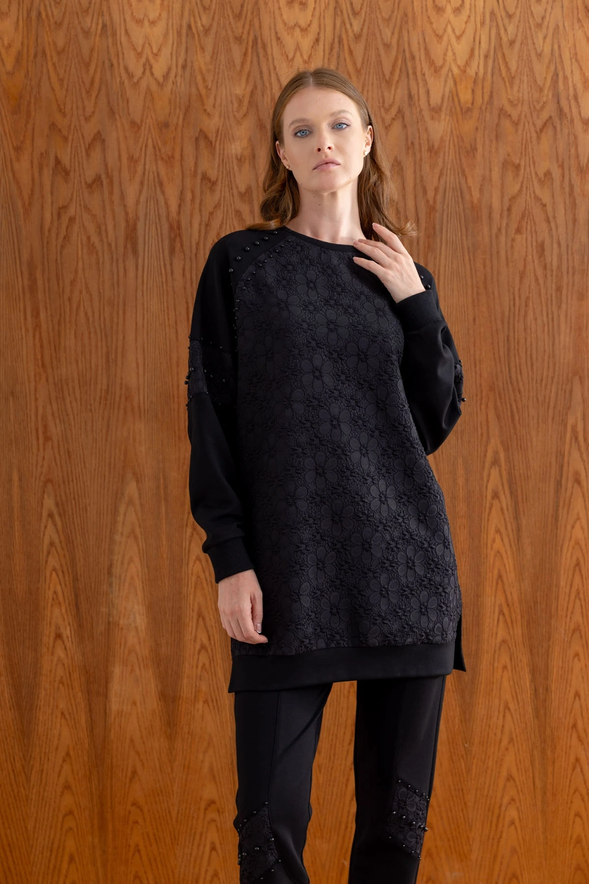 MODAL JAKAR TUNİK PANTOLON TAKIM - Siyah