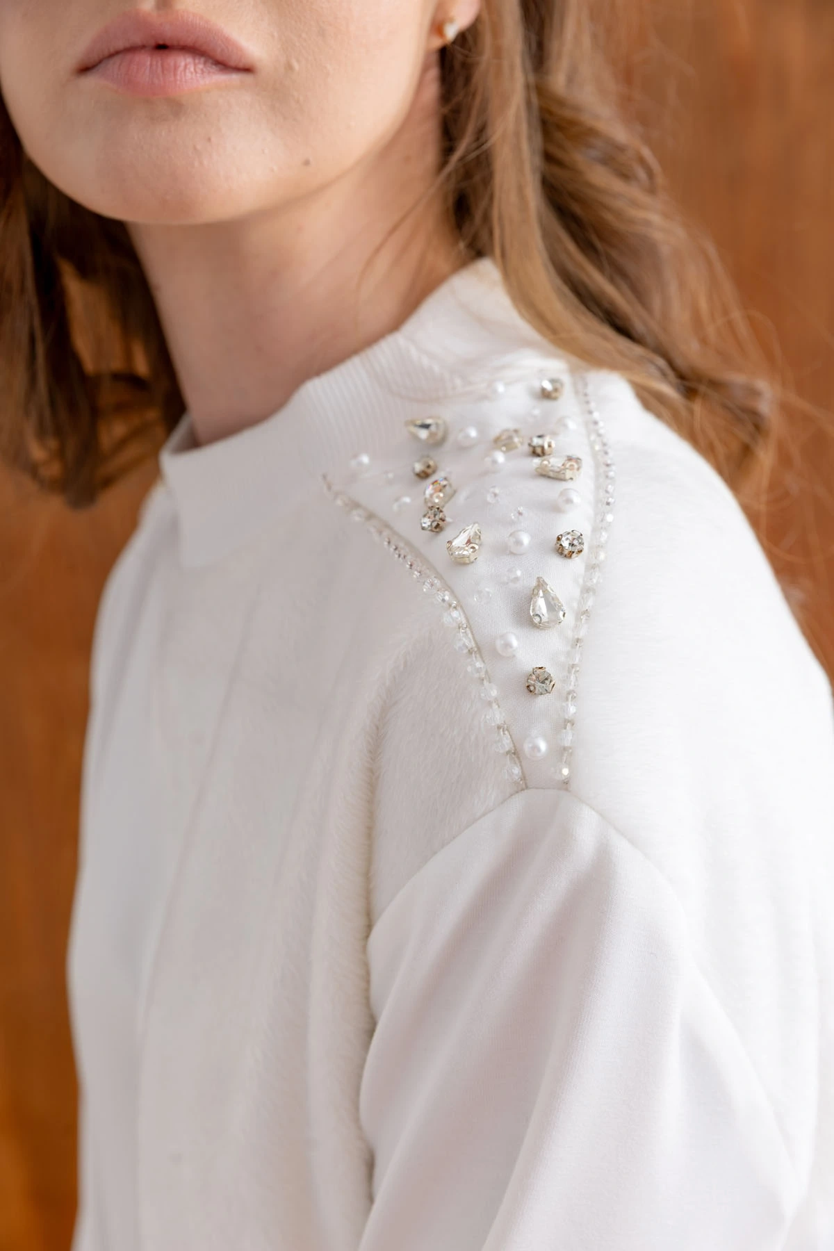 MODAL PELUŞ TUNİK PANTOLON TAKIM - Ekru