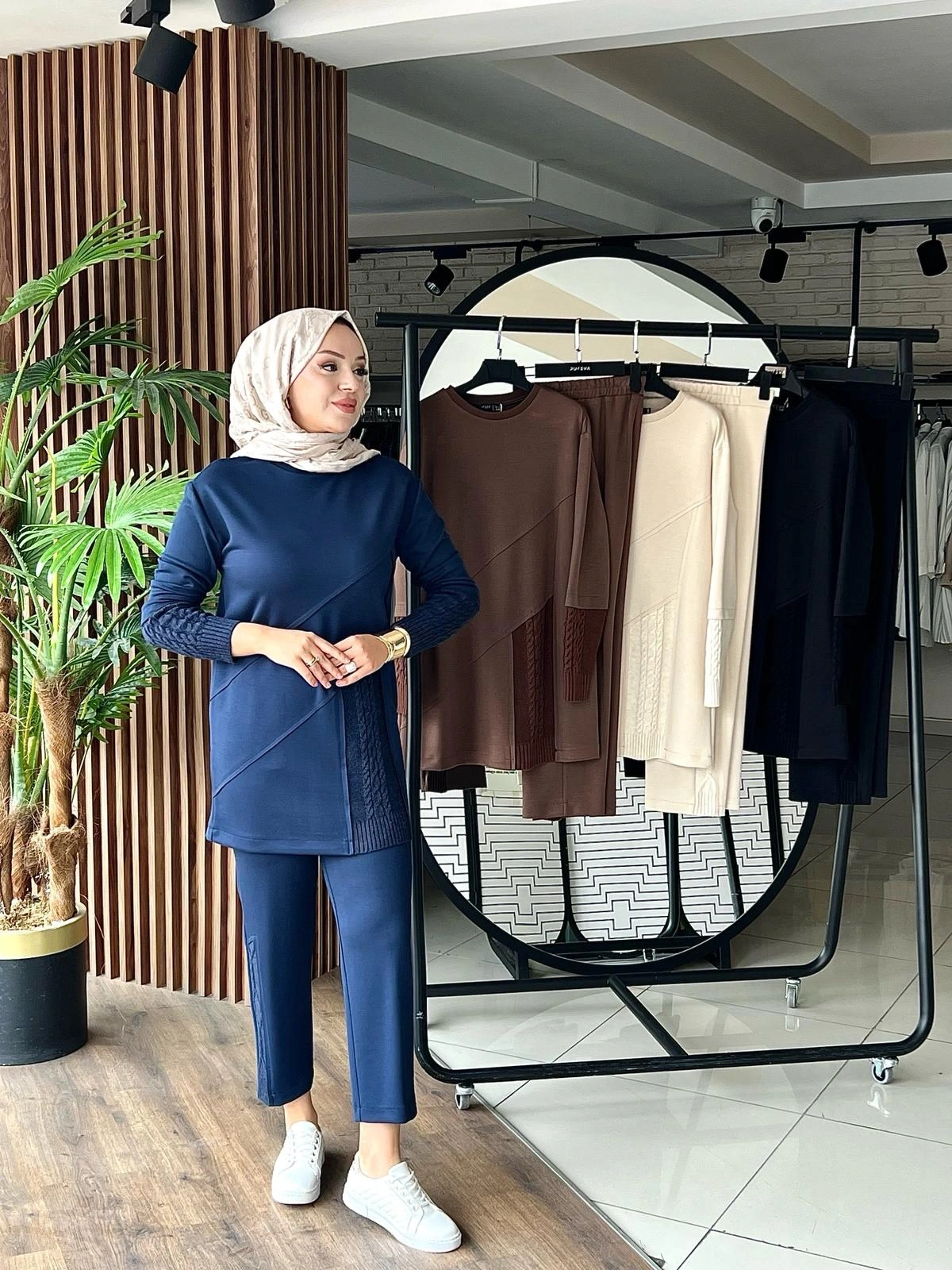 MODAL TRİKO KONBİNLİ TUNİK PANTOLON TAKIM - Lacivert