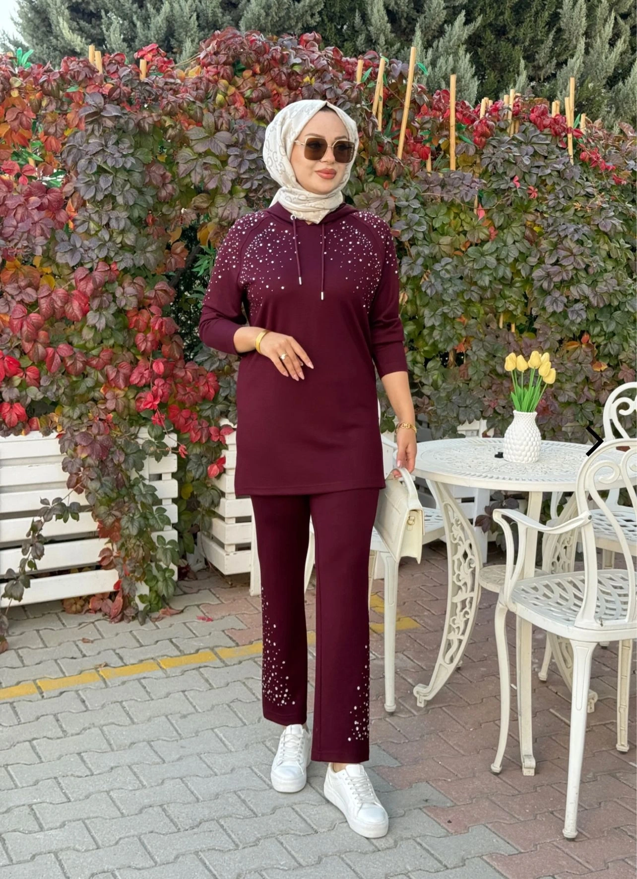 MODAL TUNİK PANTOLON TAKIM - Bordo