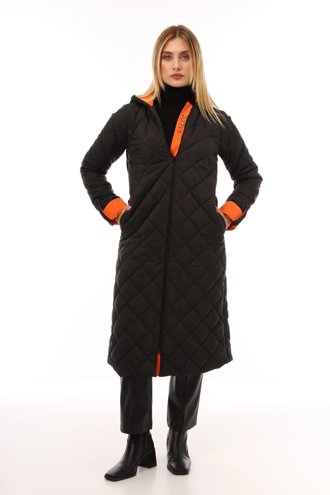 ORANJ KOMBİNLİ KAPİTONE KABAN - Siyah