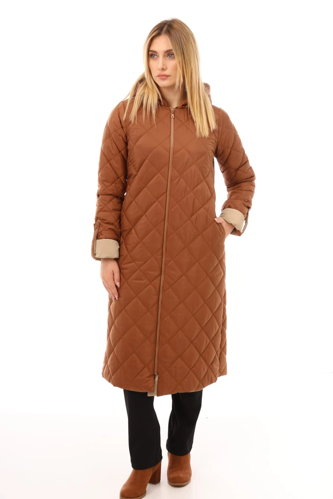 ORANJ KOMBİNLİ KAPİTONE KABAN - Taba