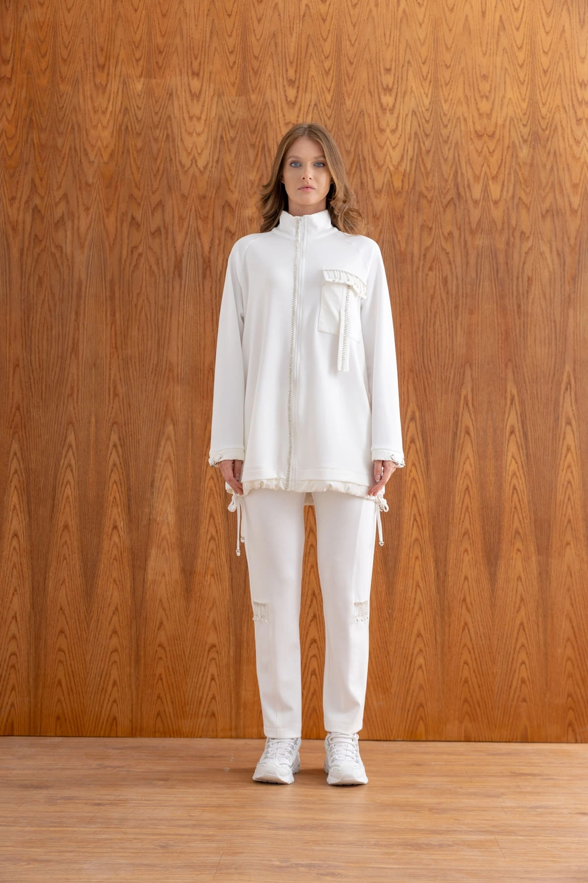 ŞARDONLU CEKET PANTOLON TAKIM - Ekru