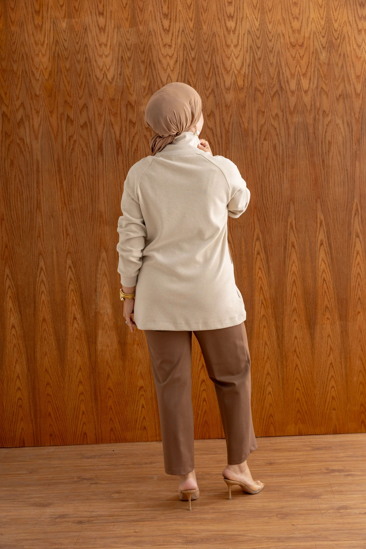 ŞARDONLU MODAL CEKET PANTOLON TAKIM - Bej / Taba