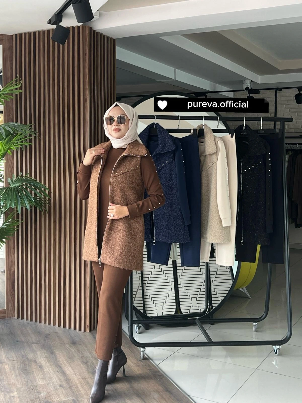 ZIMBALI YÜN YELEK & MODAL ÜÇLÜ TAKIM - Kahverengi