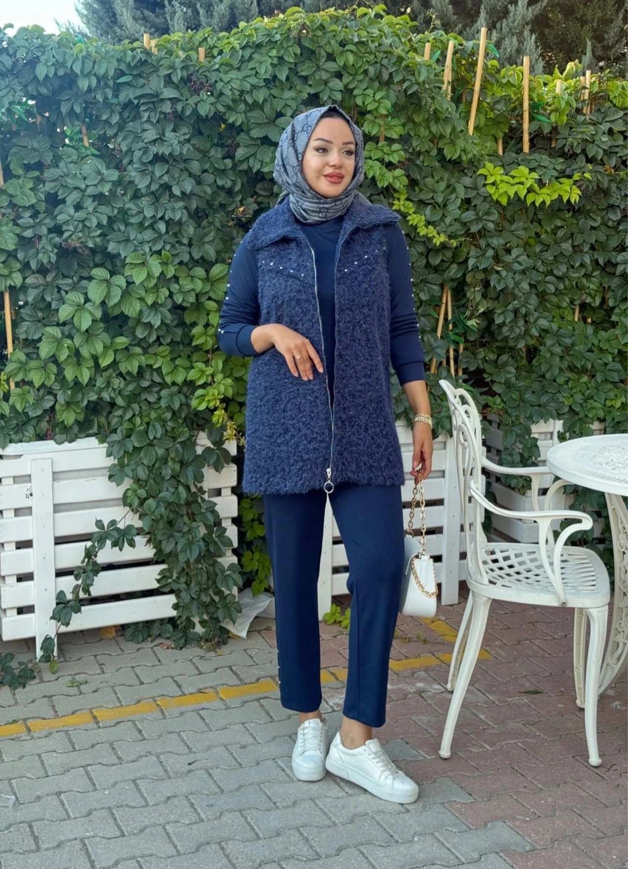 ZIMBALI YÜN YELEK & MODAL ÜÇLÜ TAKIM - Lacivert