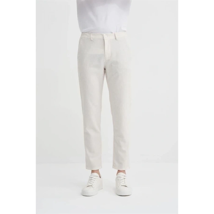 0035 Keten Erkek Jogger Pantolon Ekru