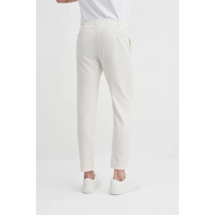0035 Keten Erkek Jogger Pantolon Ekru