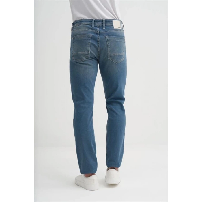 0704 Parker Normal Bel Dar Paça Slim Fit Erkek Kot Pantolon Mavi