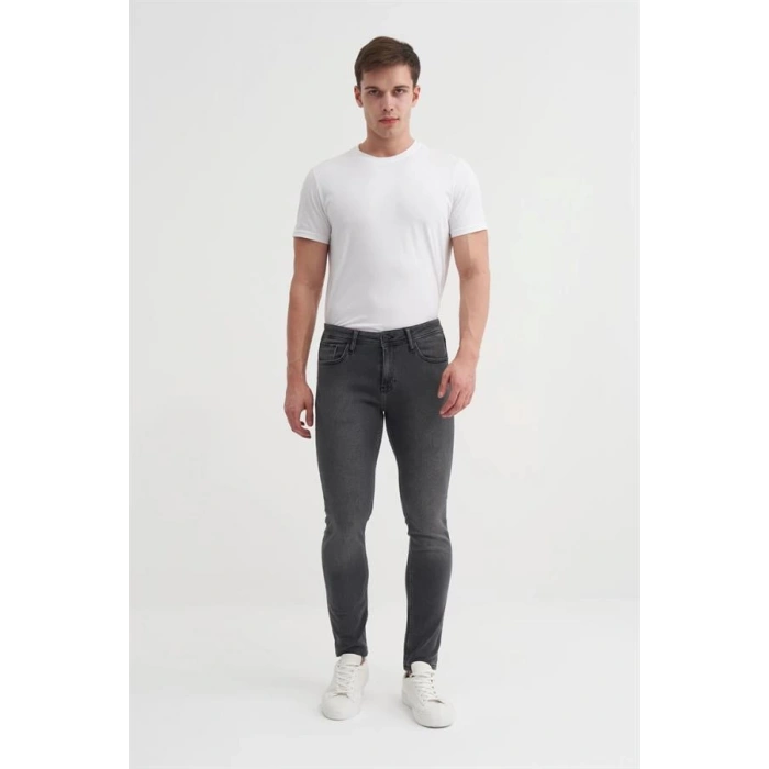 0712 Parker Normal Bel Dar Paça Slim Fit Erkek Kot Pantolon Antrasit