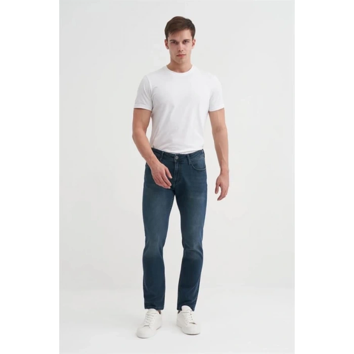0752 Parker Normal Bel Dar Paça Slim Fit Erkek Kot Pantolon Lacivert