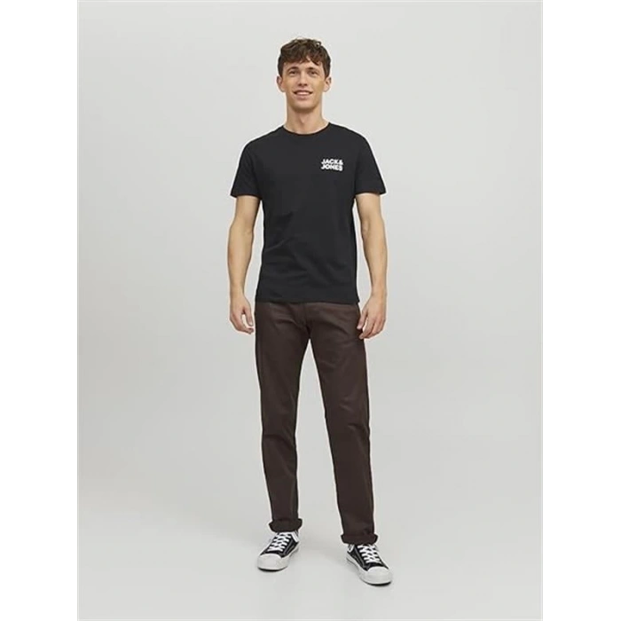 12151955 Bisiklet Yaka Baskılı Erkek T-Shirt Siyah