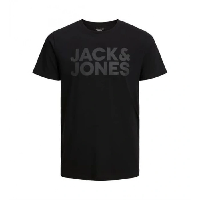 12151955 Bisiklet Yaka Baskılı Erkek T-Shirt Siyah-Siyah