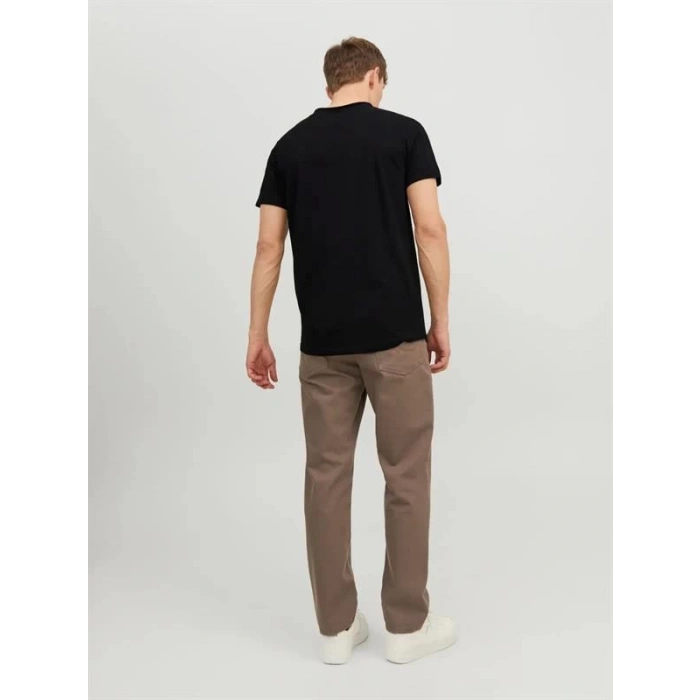 12182498 Geniş Yırtık Bisiklet Yakalı Erkek Tshırt Siyah