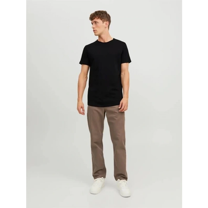 12182498 Geniş Yırtık Bisiklet Yakalı Erkek Tshırt Siyah