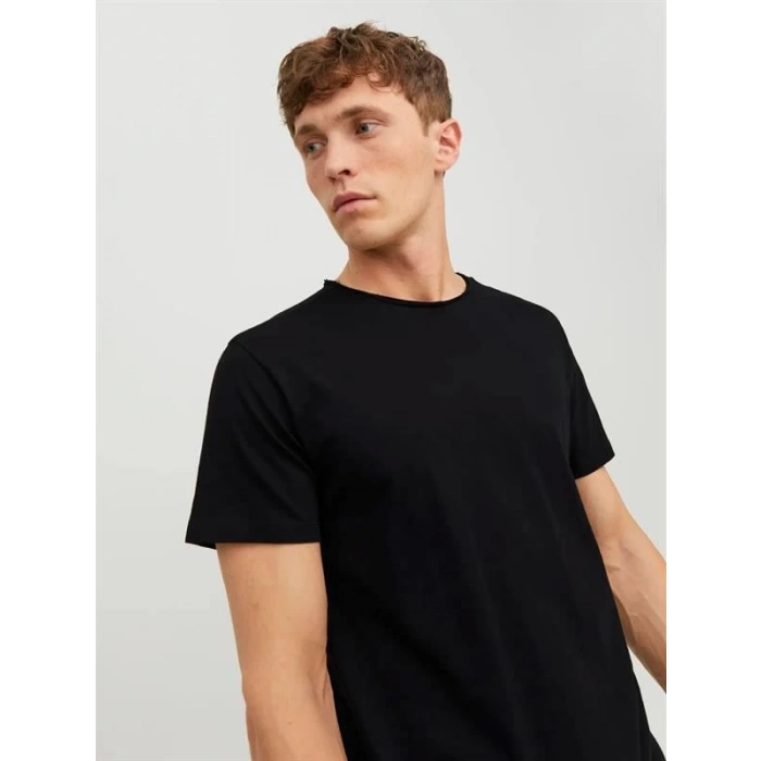 12182498 Geniş Yırtık Bisiklet Yakalı Erkek Tshırt Siyah