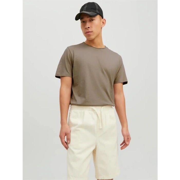 12182498 Yırtık Yaka  Oval Kesim Erkek Tshirt Bej