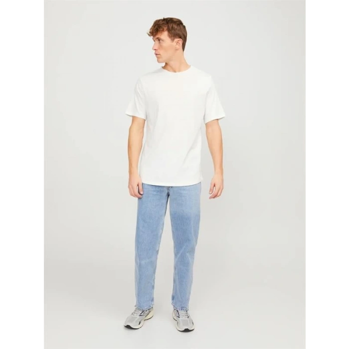 12182498 Yırtık Yaka  Oval Kesim Erkek Tshirt Beyaz