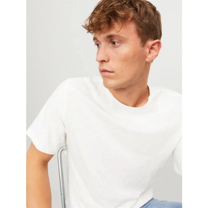 12182498 Yırtık Yaka  Oval Kesim Erkek Tshirt Beyaz