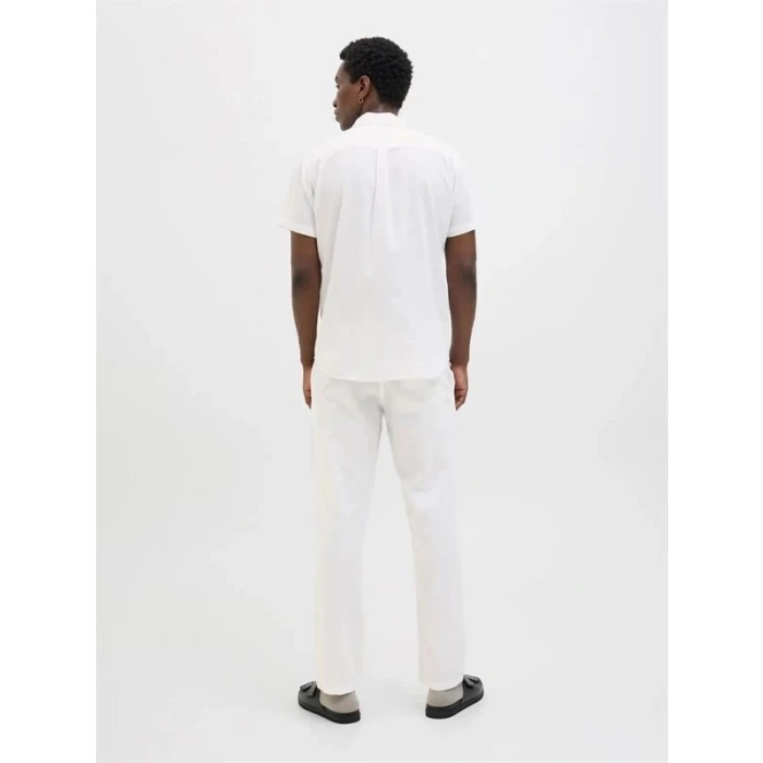 12248606 Relaxed Fıt Beli Lastikli Keten Jogger Erkek Pantolon Beyaz