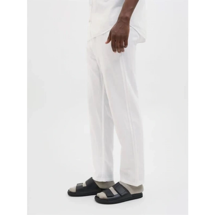 12248606 Relaxed Fıt Beli Lastikli Keten Jogger Erkek Pantolon Beyaz