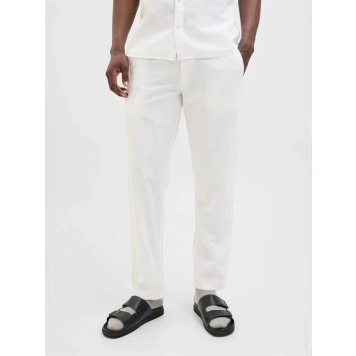 12248606 Relaxed Fıt Beli Lastikli Keten Jogger Erkek Pantolon Beyaz