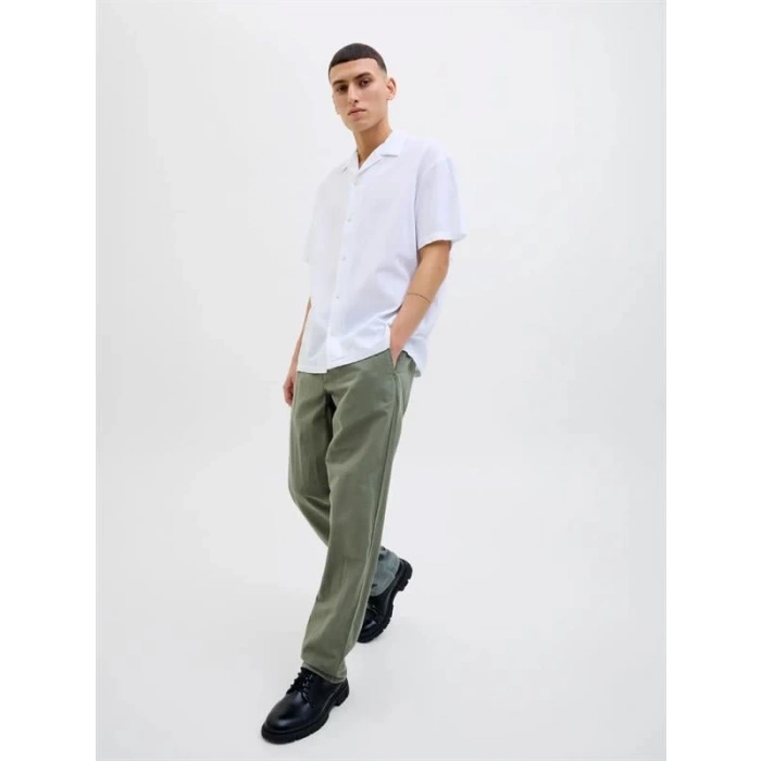 12248606 Relaxed Fıt Beli Lastikli Keten Jogger Erkek Pantolon Haki