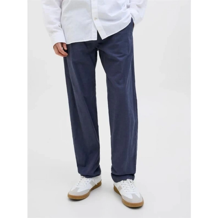 12248606 Relaxed Fıt Beli Lastikli Keten Jogger Erkek Pantolon Lacivert