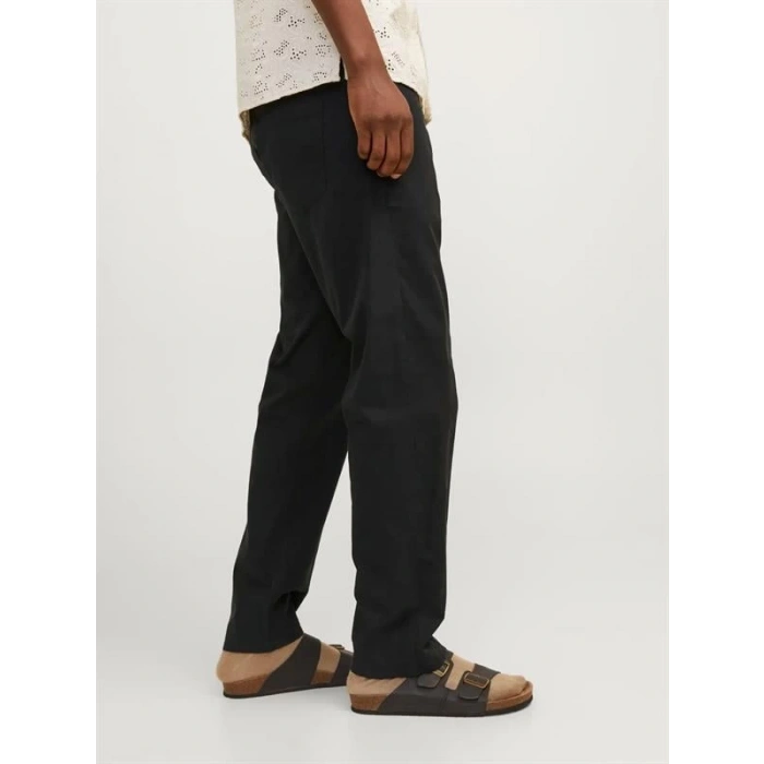 12248606 Relaxed Fıt Beli Lastikli Keten Jogger Erkek Pantolon Siyah