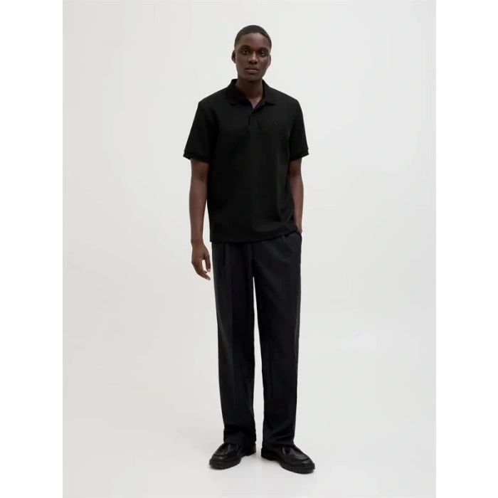 12268130 Likralı Polo Yaka Erkek Tshirt Siyah