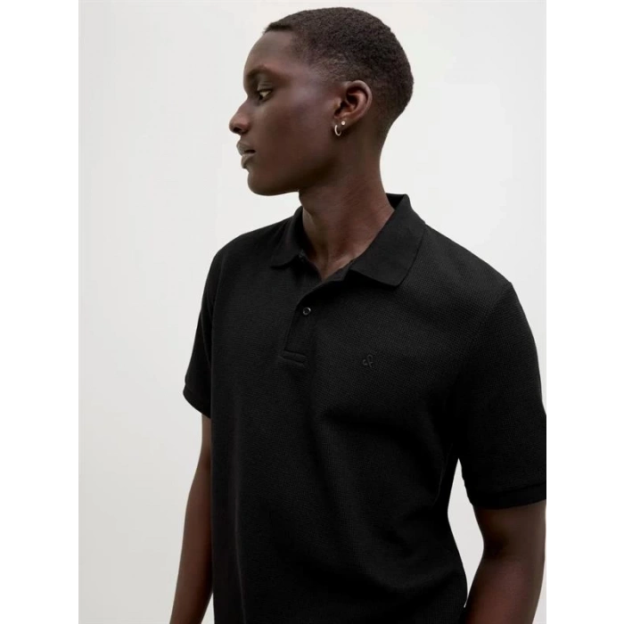 12268130 Likralı Polo Yaka Erkek Tshirt Siyah